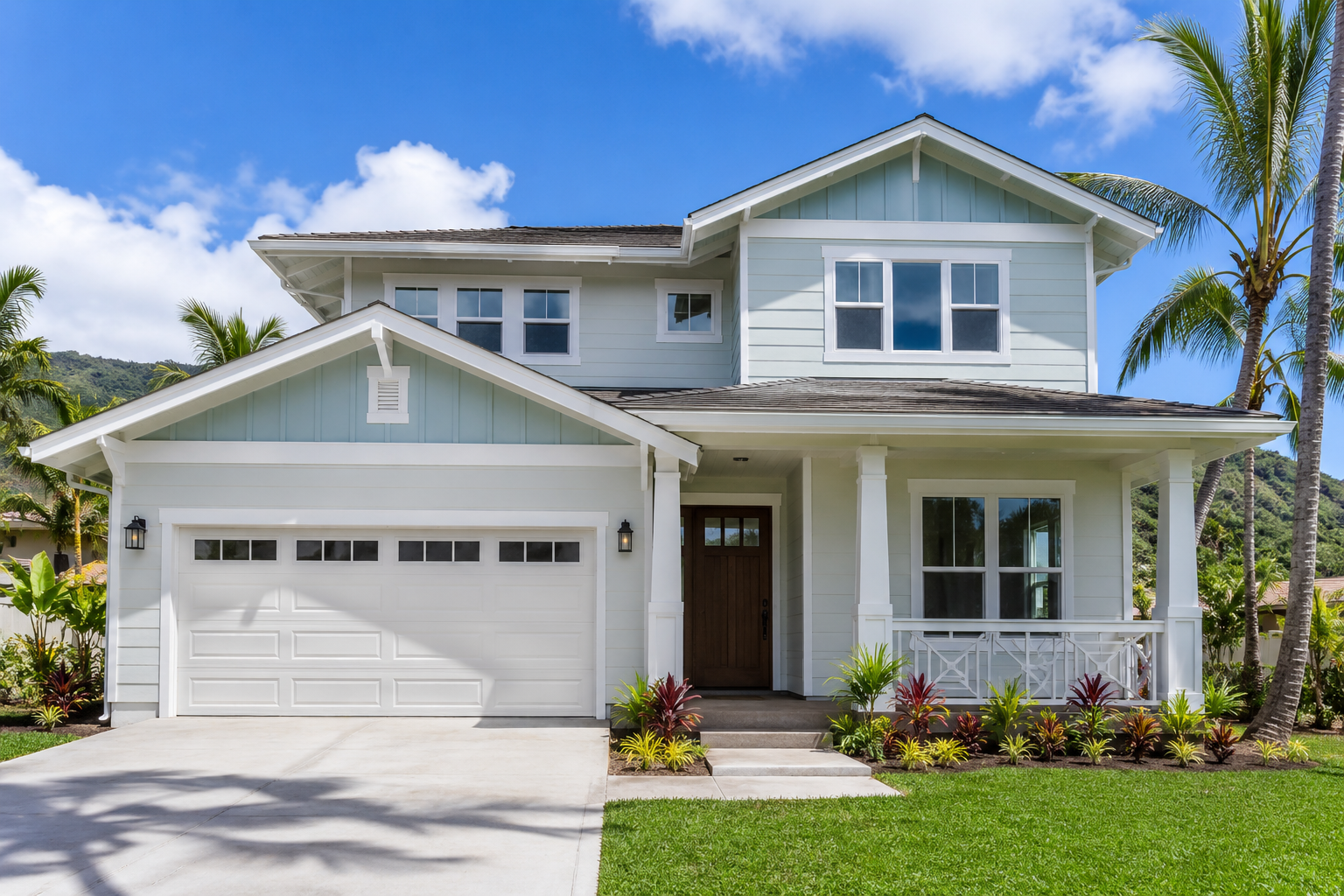 Newly built home receiving finish painting in Oahu, Hawaii