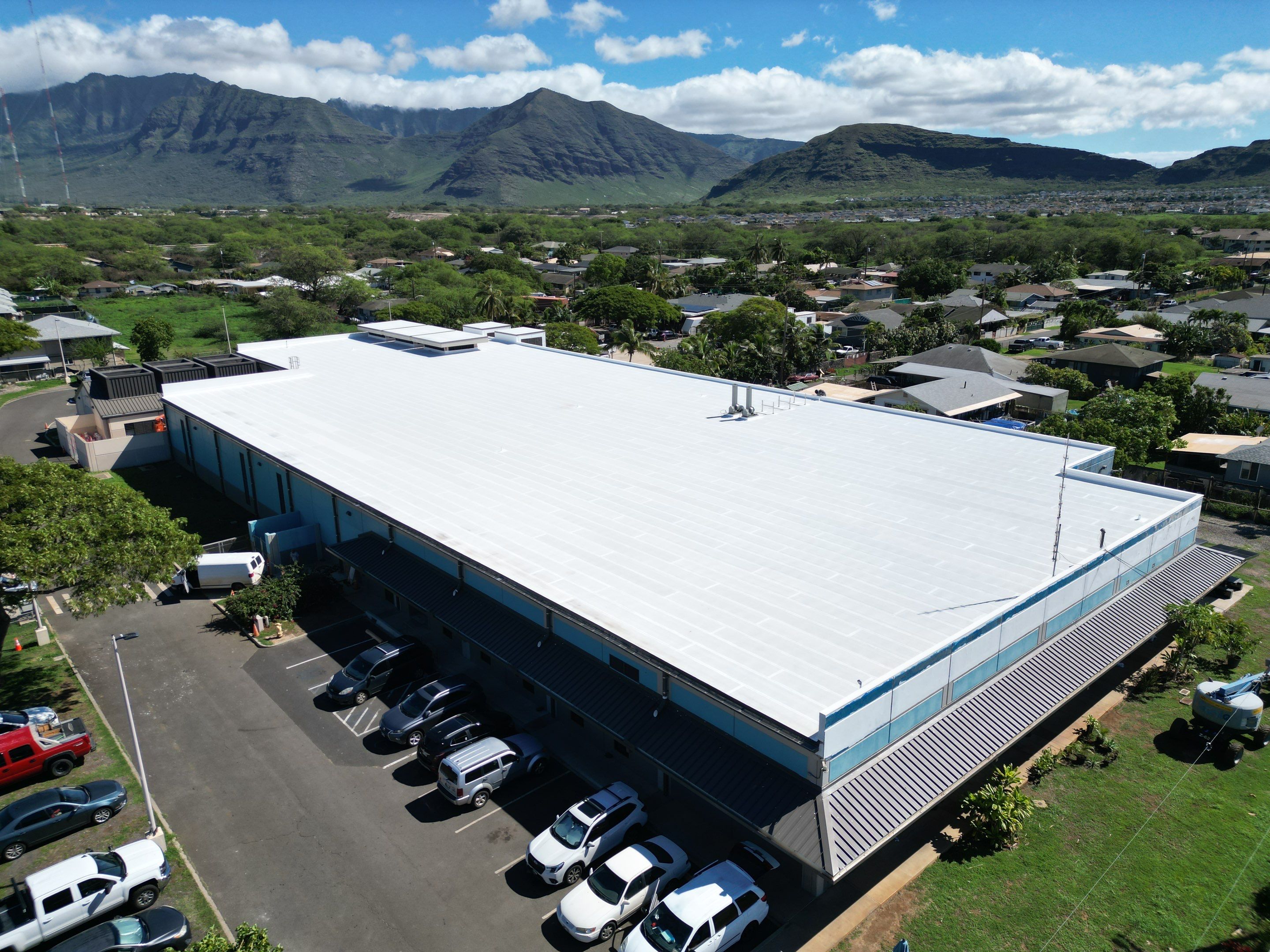 Repainted Leeward Community College campus building in Waianae, Oahu
